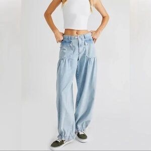 We The Free Sky Blue Wide Leg Jeans